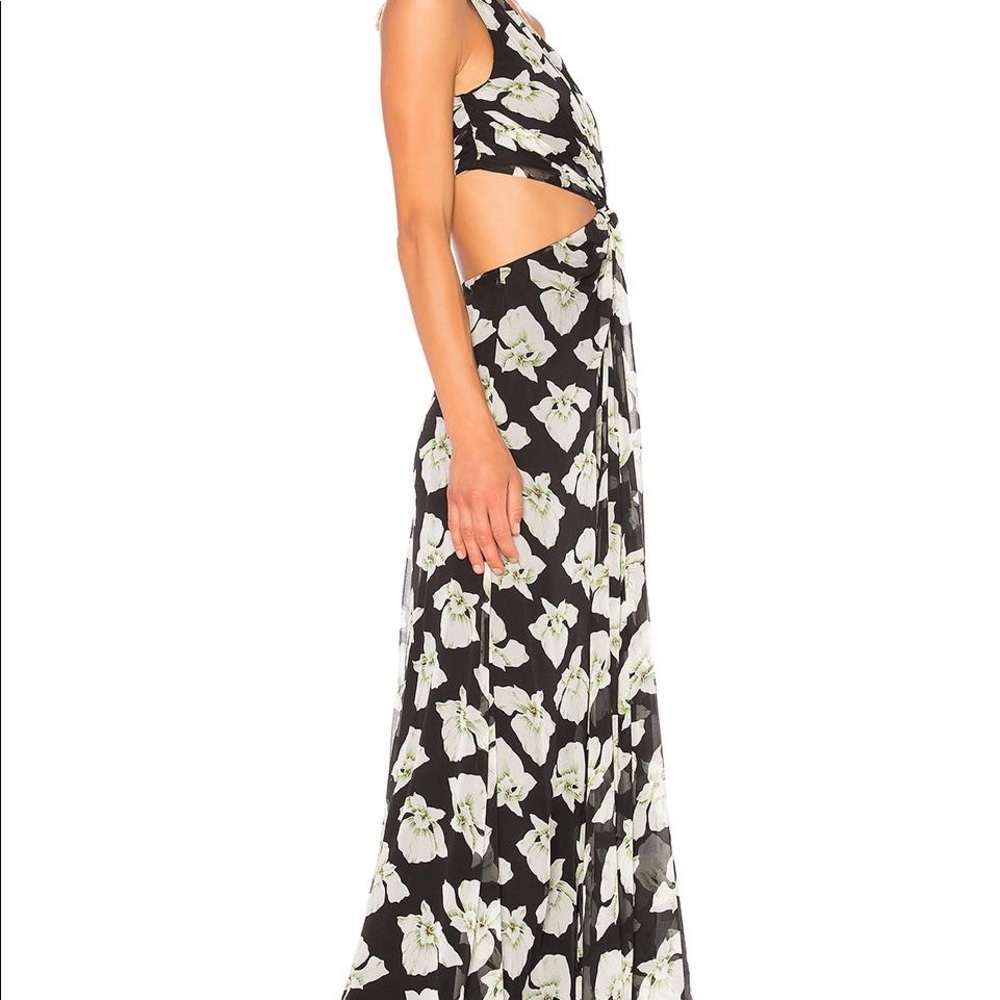 Cinq à Sept Goldie Floral Print One-Shoulder Gown 100% Silk